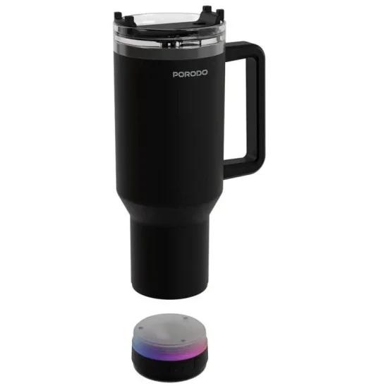 Porodo Lifestyle HydroTunes Bluetooth Speaker Tumbler With High-Quality Sound _ Black